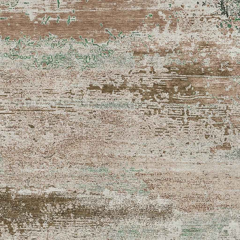 3' X 5' Khaki Beige And Ivory Abstract Washable Indoor Outdoor Area Rug