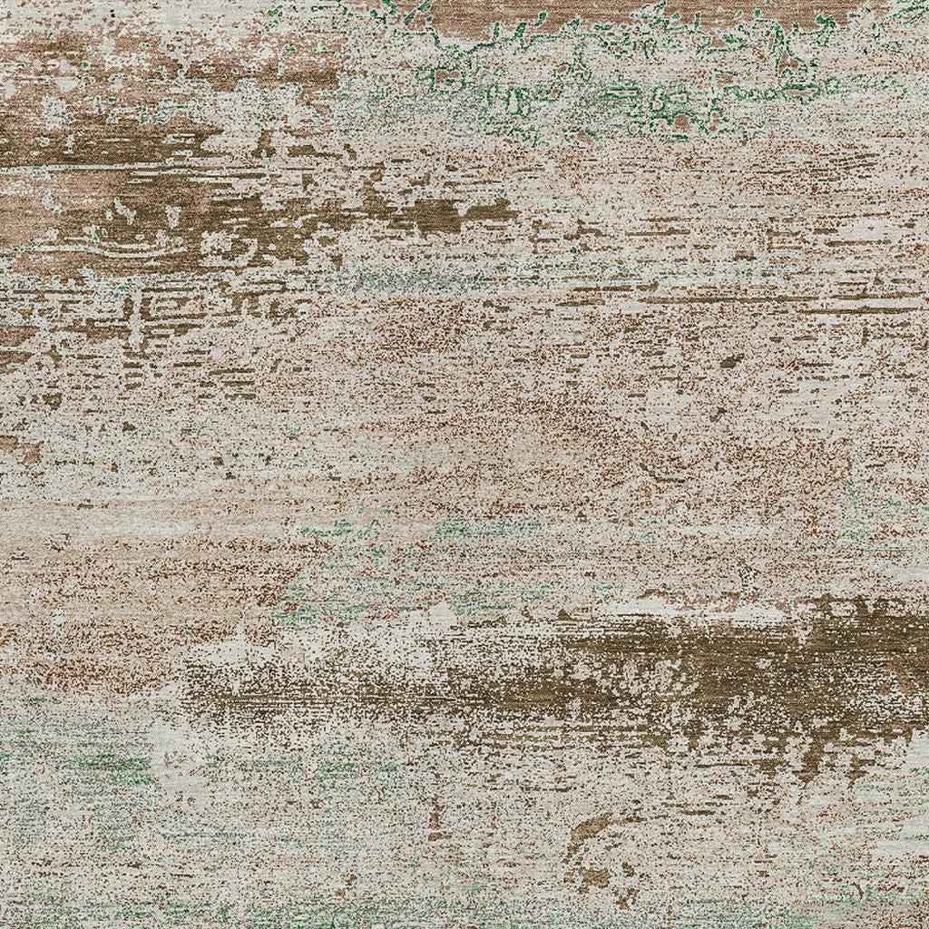 8' X 10' Khaki Beige And Ivory Abstract Washable Indoor Outdoor Area Rug