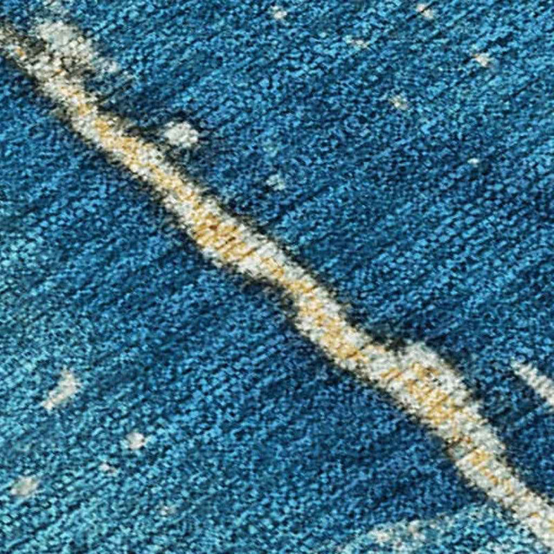 5' X 8' Teal Blue And Gold Abstract Washable Indoor Outdoor Area Rug