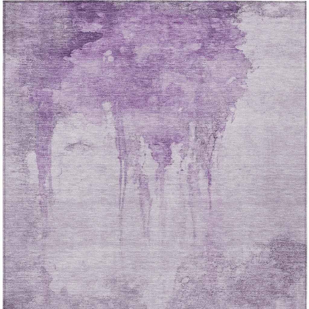 9' X 12' Lavender And Lilac Abstract Washable Indoor Outdoor Area Rug