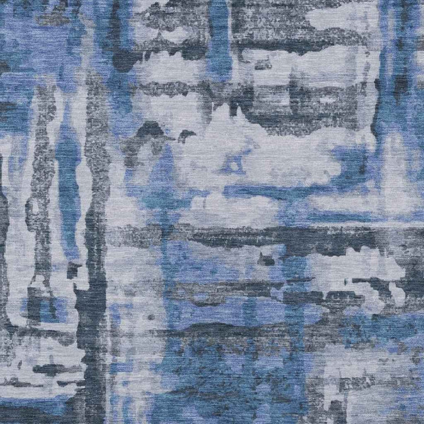 3' X 5' Blue And Gray Abstract Washable Indoor Outdoor Area Rug Default Title