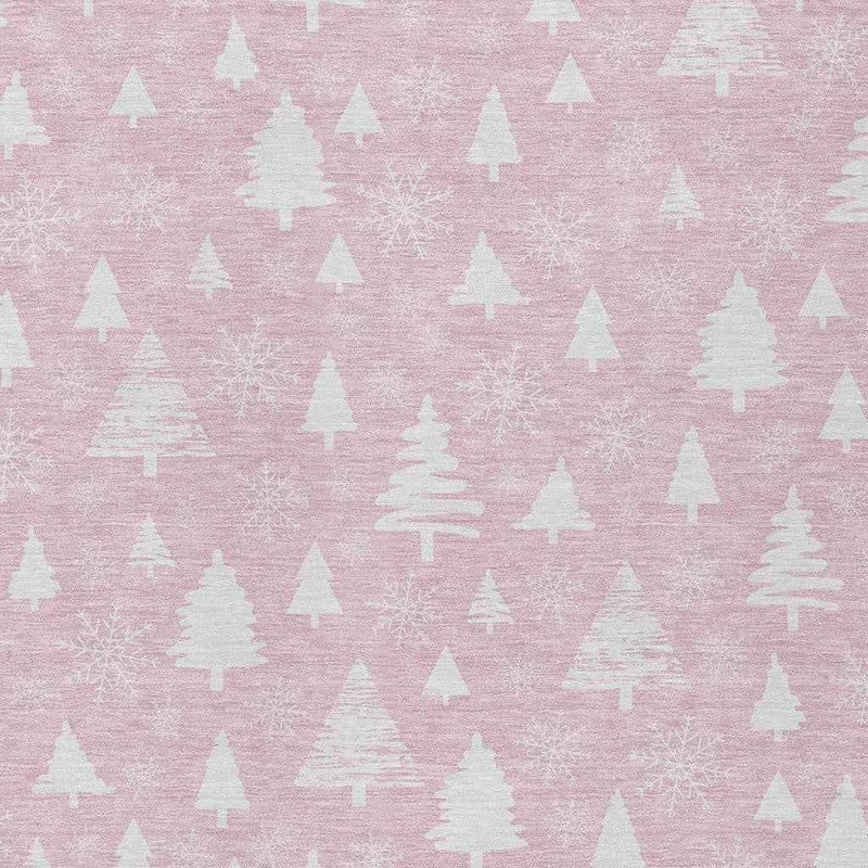 8' X 10' Pink And Ivory Botanical Leaves Washable Indoor Outdoor Area Rug