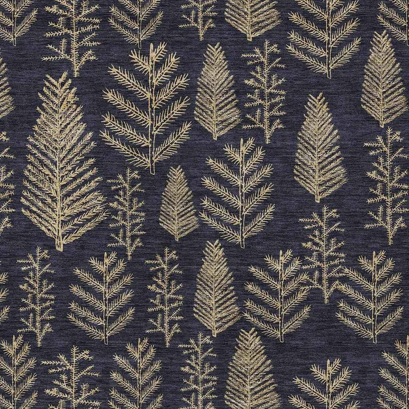 8' X 10' Black And Gold Botanical Leaves Washable Indoor Outdoor Area Rug