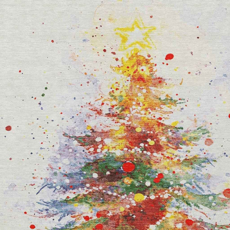 5' X 8' Ivory Green Purple Yellow And Blush Abstract Washable Indoor Outdoor Area Rug