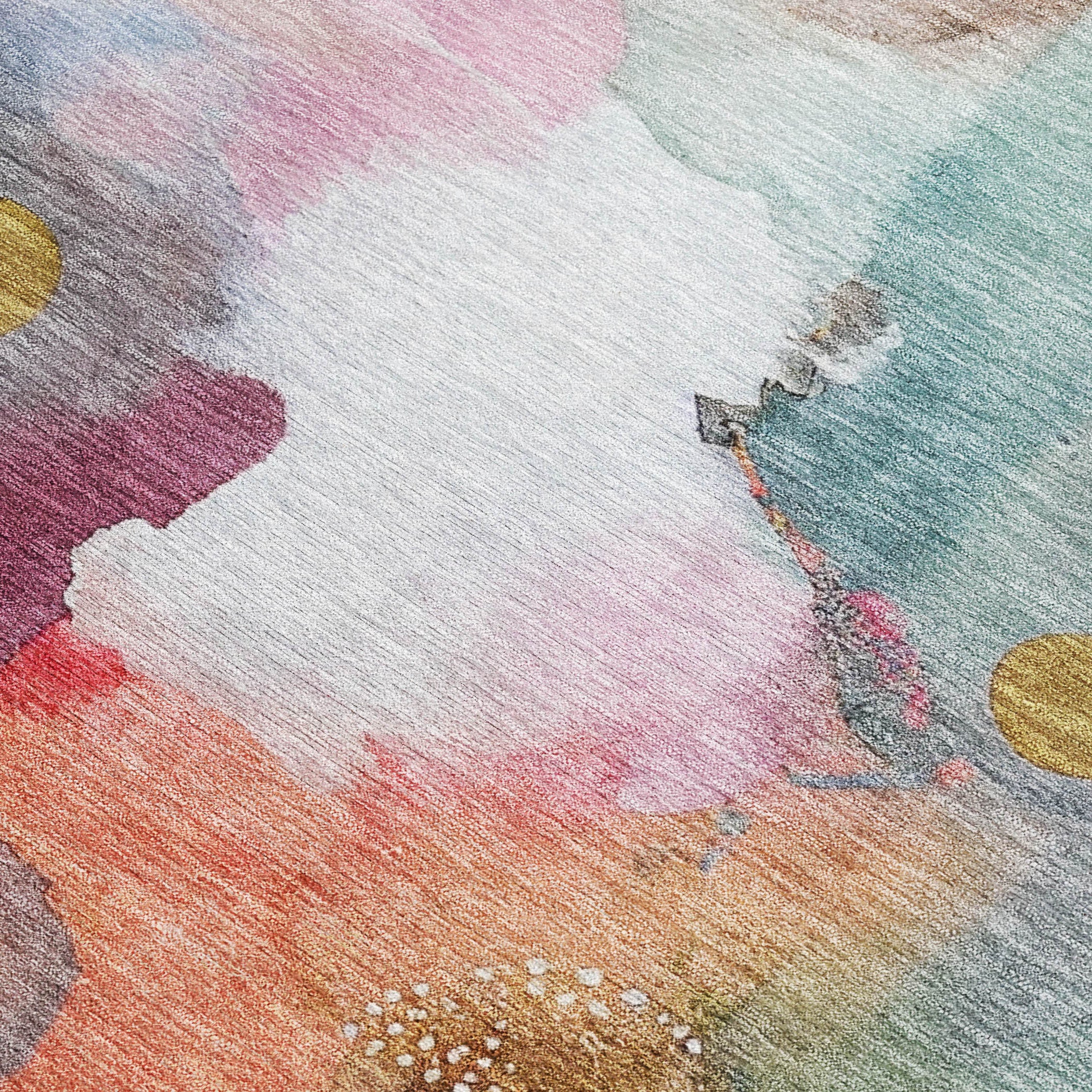 8' X 10' Blush Teal Blue And Ivory Abstract Washable Indoor Outdoor Area Rug - GreatEagleInc