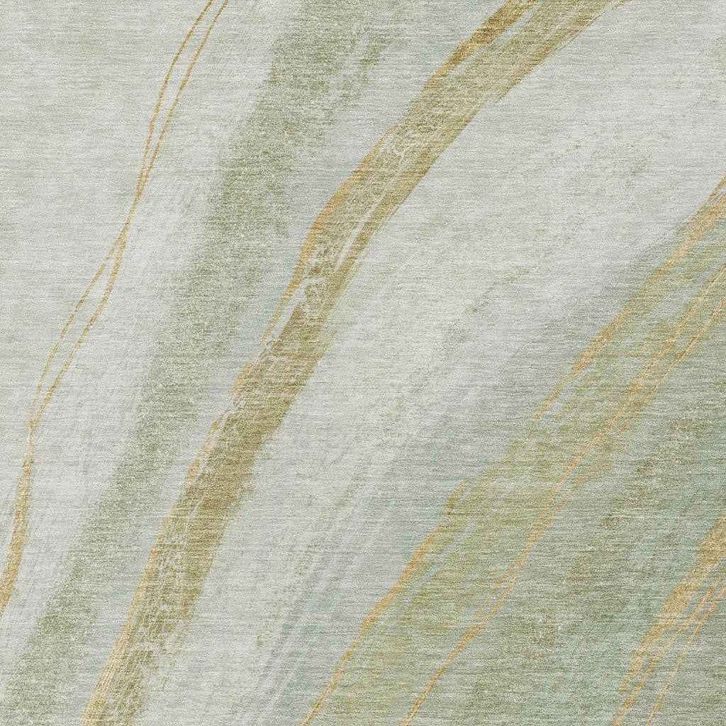10' X 14' Sage And Copper Abstract Washable Indoor Outdoor Area Rug