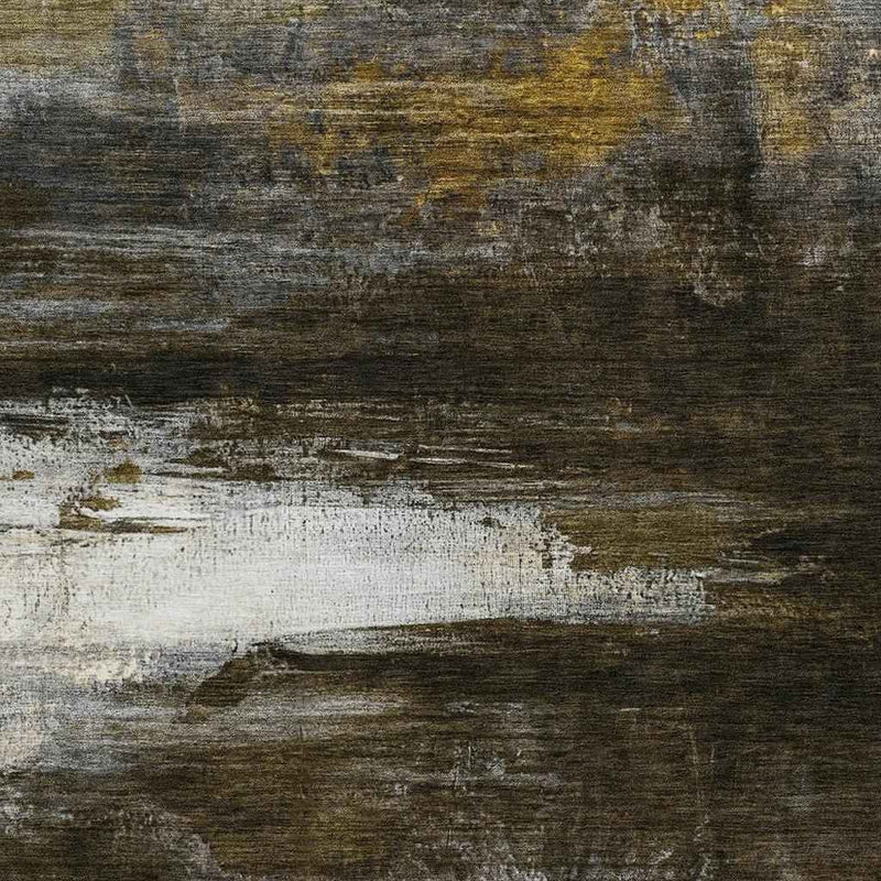 8' X 10' Chocolate Gold And Beige Abstract Washable Indoor Outdoor Area Rug