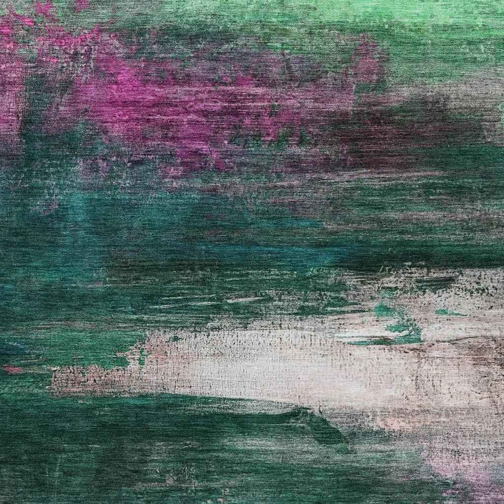 5' X 8' Green Blush And Ivory Abstract Washable Indoor Outdoor Area Rug