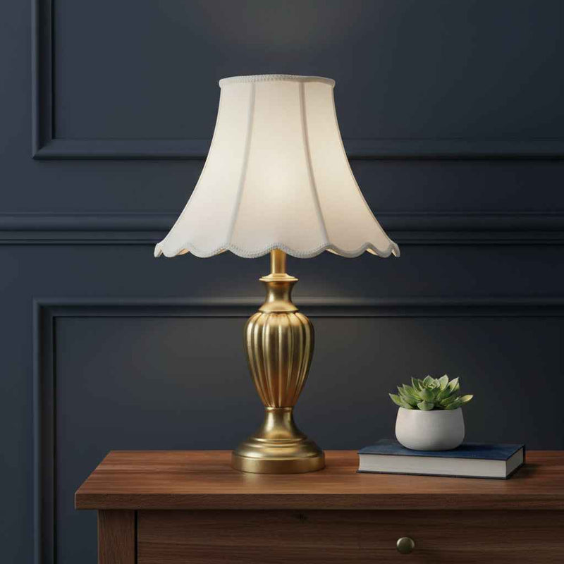 Eggshell Linen Piped Bell Lamp Shade