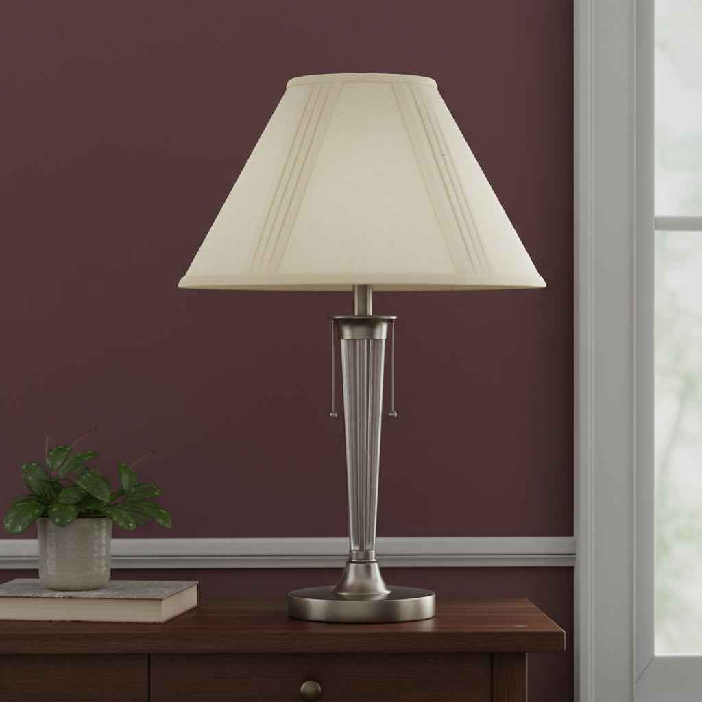 Off White Linen Pleated Empire Lamp Shade