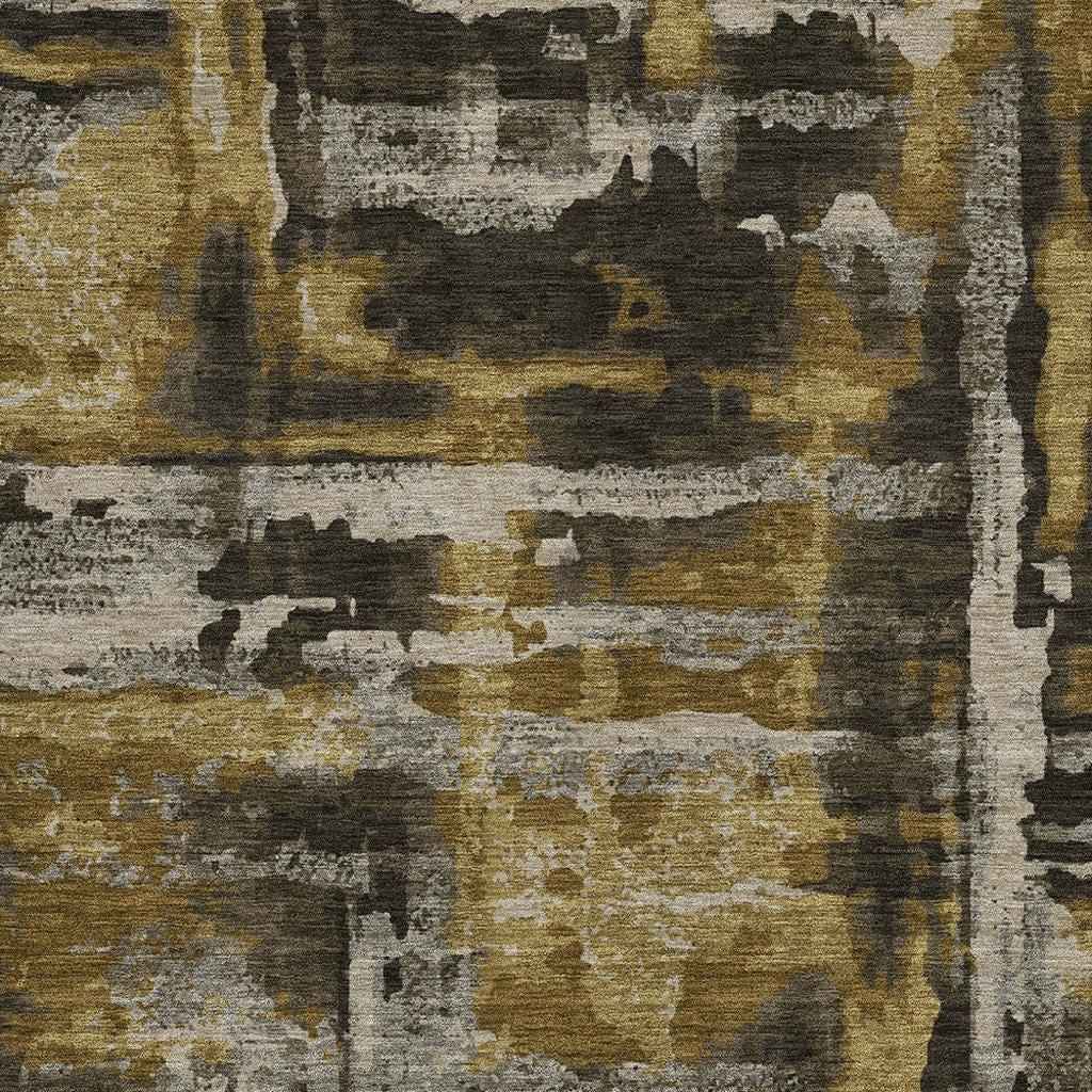 3' X 5' Coffee And Taupe Abstract Washable Indoor Outdoor Area Rug