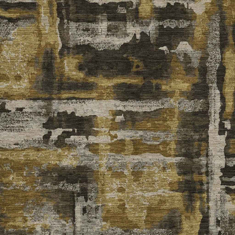 3' X 5' Coffee And Taupe Abstract Washable Indoor Outdoor Area Rug