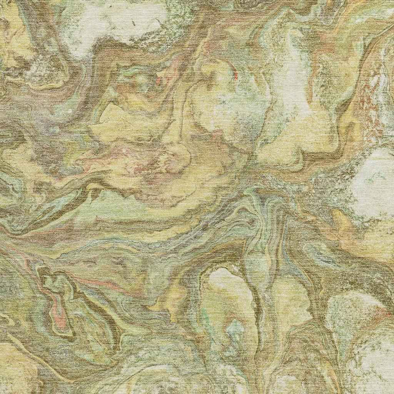 3' X 5' Gold And Taupe Abstract Washable Indoor Outdoor Area Rug