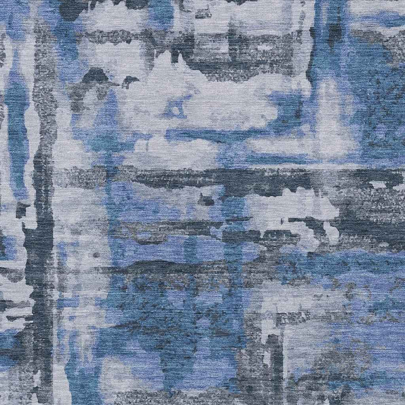 10' X 14' Blue And Gray Abstract Washable Indoor Outdoor Area Rug