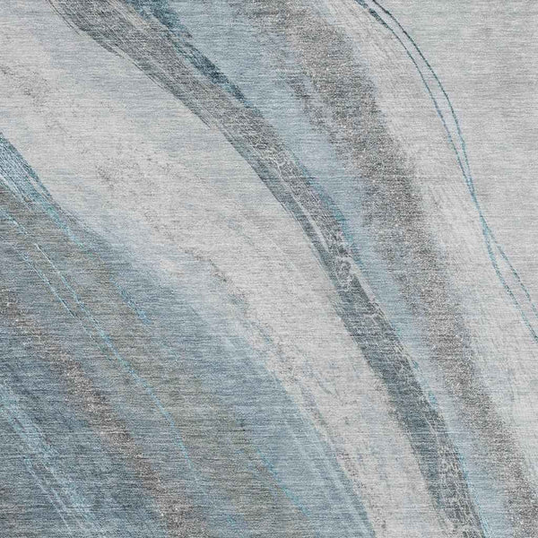 10' X 14' Teal Blue And Gray Abstract Washable Indoor Outdoor Area Rug