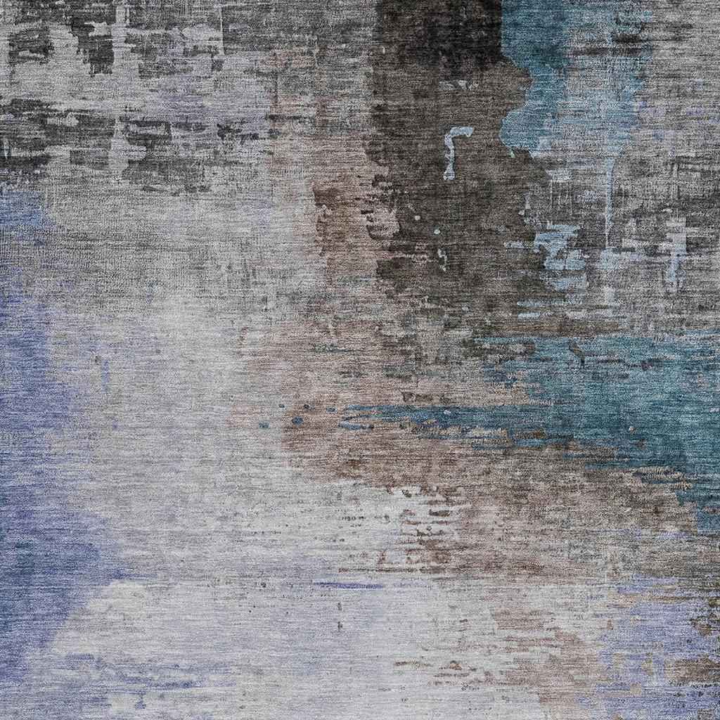 10' X 14' Brown Lavender And Taupe Abstract Washable Indoor Outdoor Area Rug