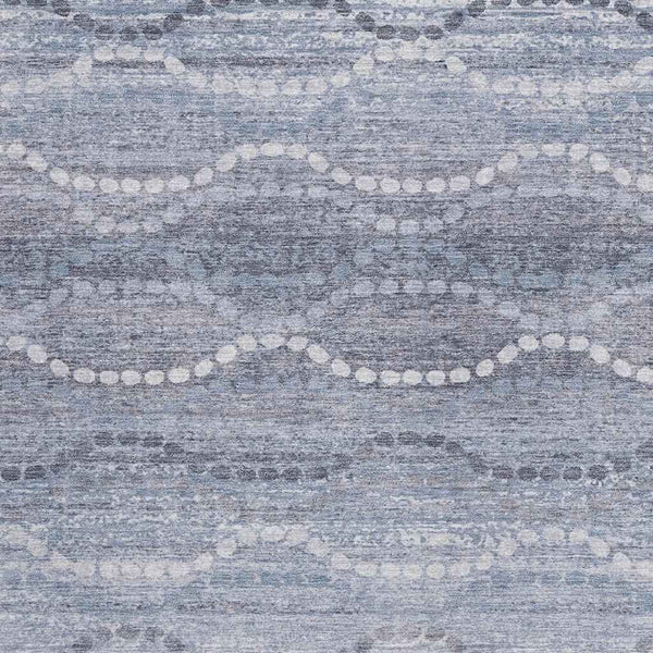 3' X 5' Blue And Ivory Ogee Washable Indoor Outdoor Area Rug