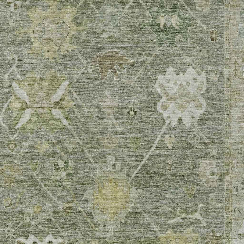 10' X 14' Sage And Beige Tribal Washable Indoor Outdoor Area Rug