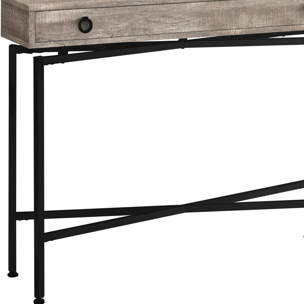 43" Taupe And Black Cross Leg Console Table - Living Room