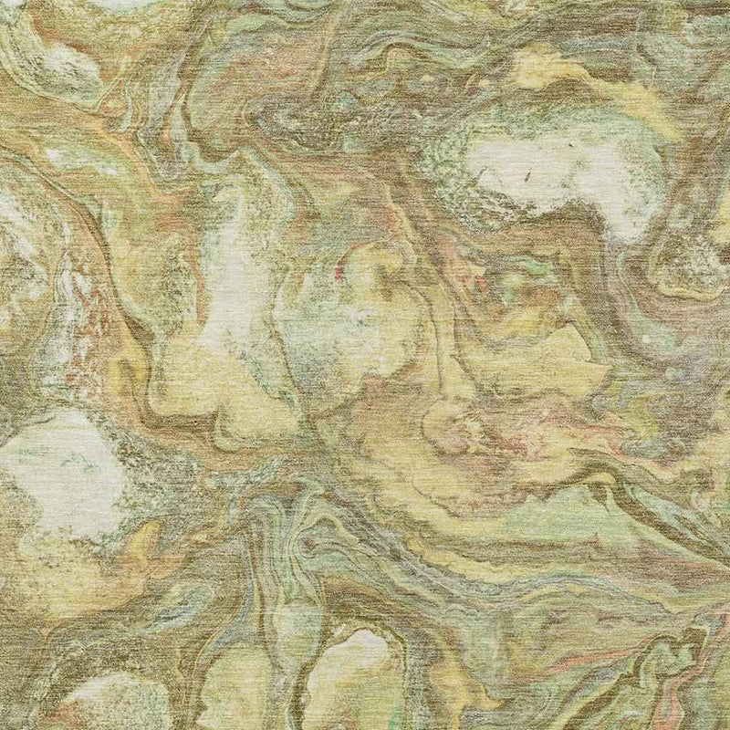 9' X 12' Gold And Taupe Abstract Washable Indoor Outdoor Area Rug