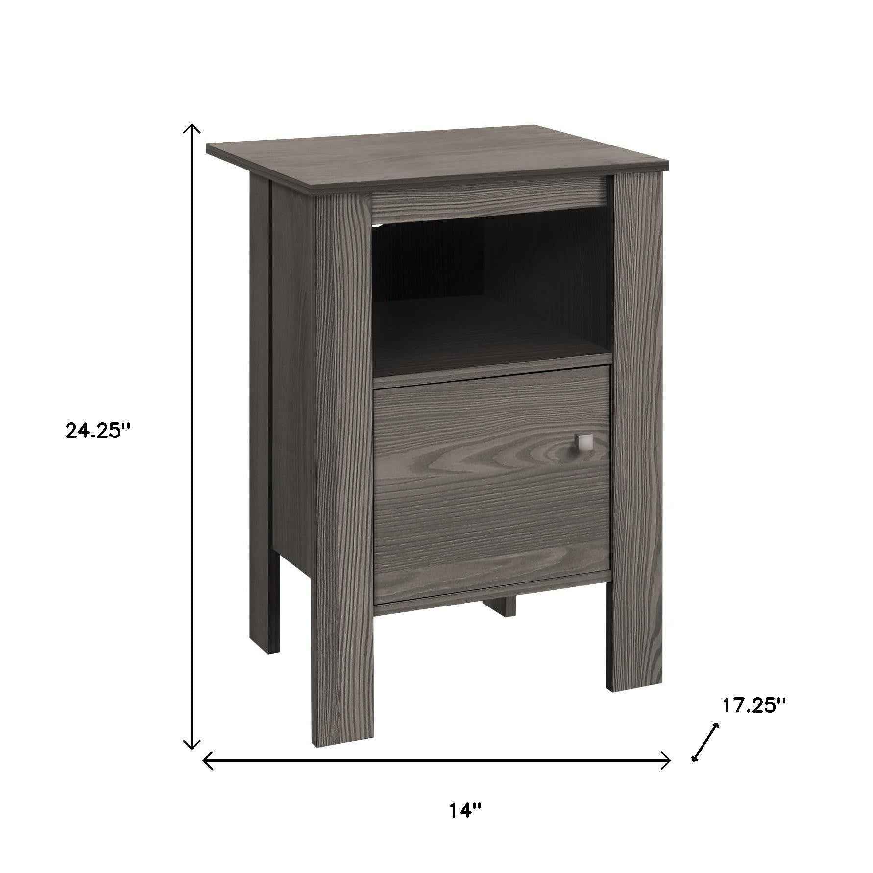24" Gray Wood End Table With Shelf