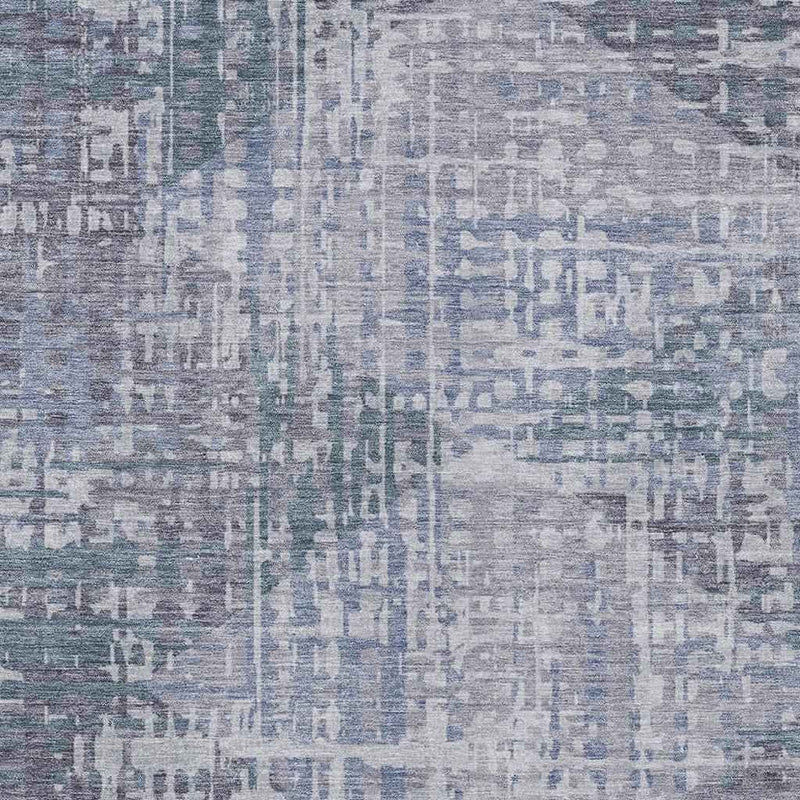 10' X 14' Blue And Purple Geometric Washable Indoor Outdoor Area Rug