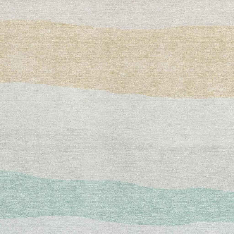 3' X 5' Teal Blue Green And Ivory Striped Washable Indoor Outdoor Area Rug