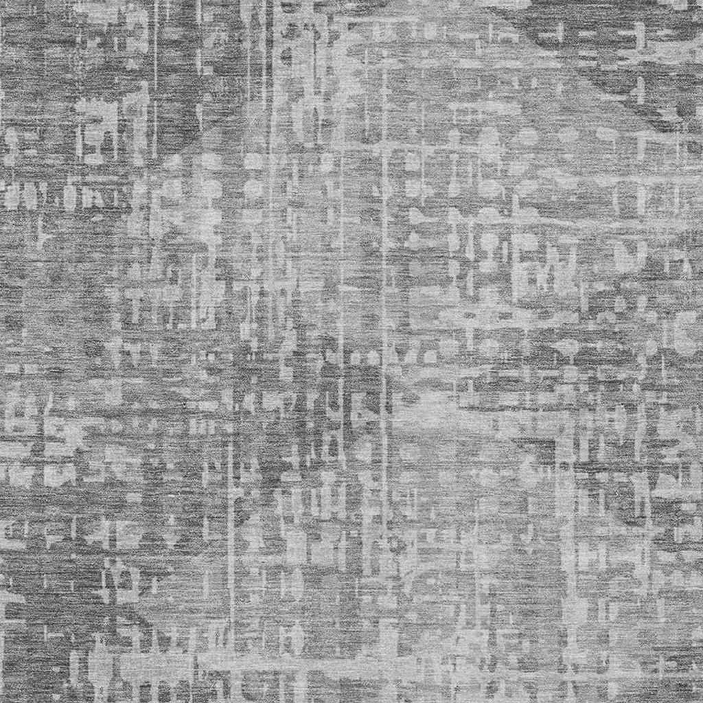 10' X 14' Gray And Silver Geometric Washable Indoor Outdoor Area Rug