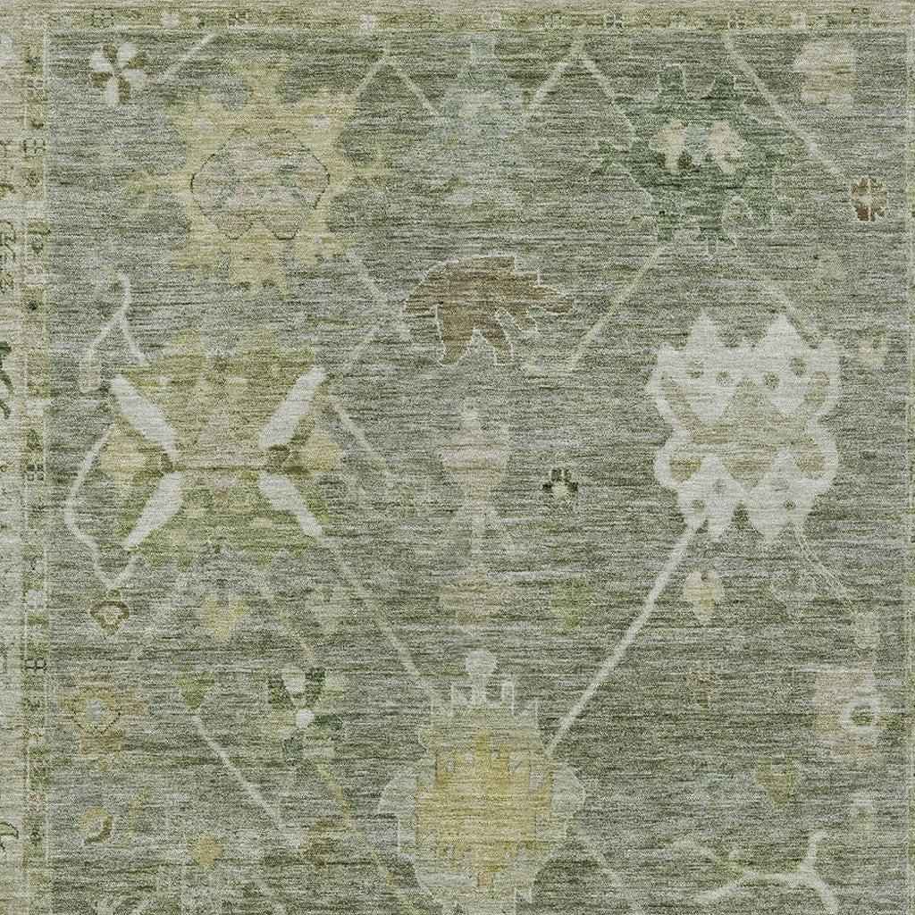 3' X 5' Sage And Beige Tribal Washable Indoor Outdoor Area Rug