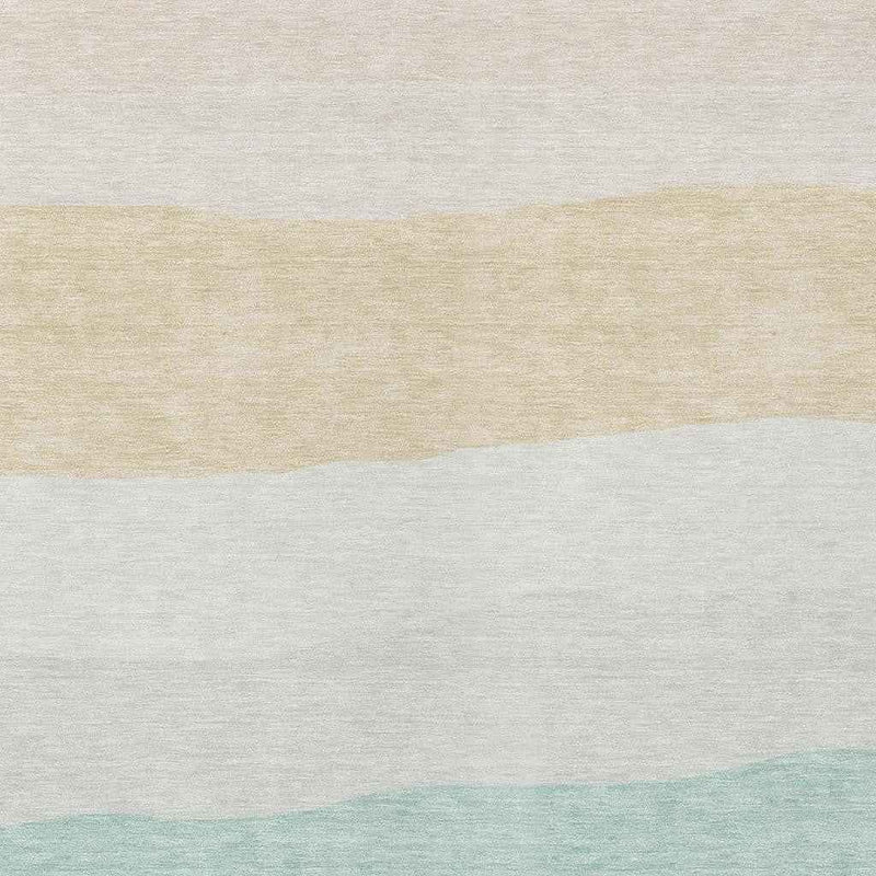 9' X 12' Teal Blue Green And Ivory Striped Washable Indoor Outdoor Area Rug