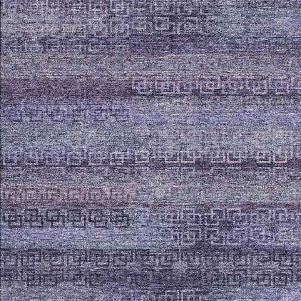 5' X 8' Plum And Lavender Striped Washable Indoor Outdoor Area Rug