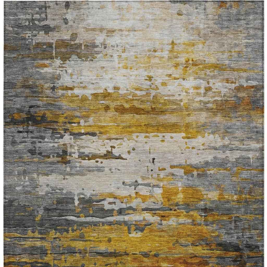 8' X 10' Copper And Gray Abstract Washable Indoor Outdoor Area Rug