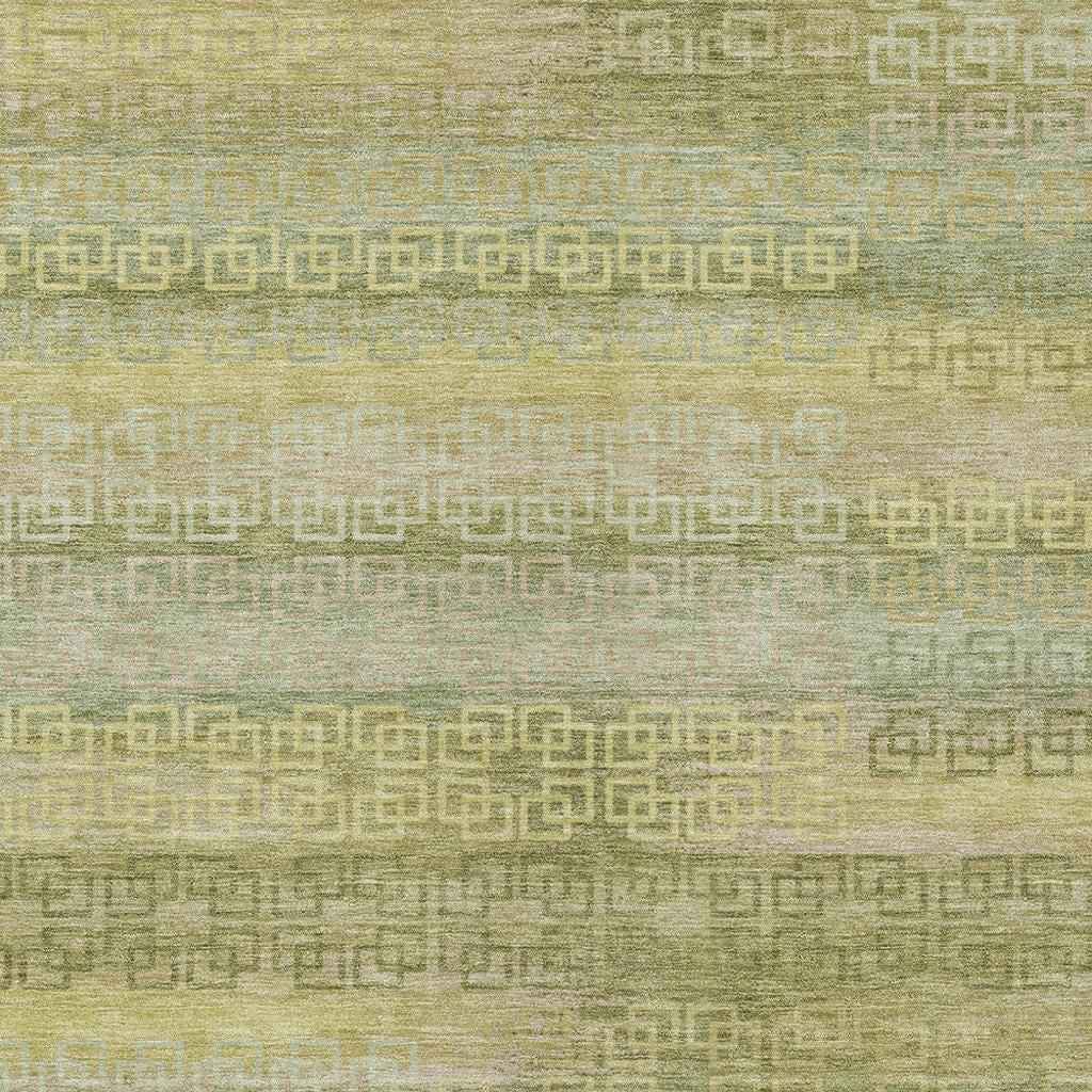 8' X 10' Sage And Gold Striped Washable Indoor Outdoor Area Rug