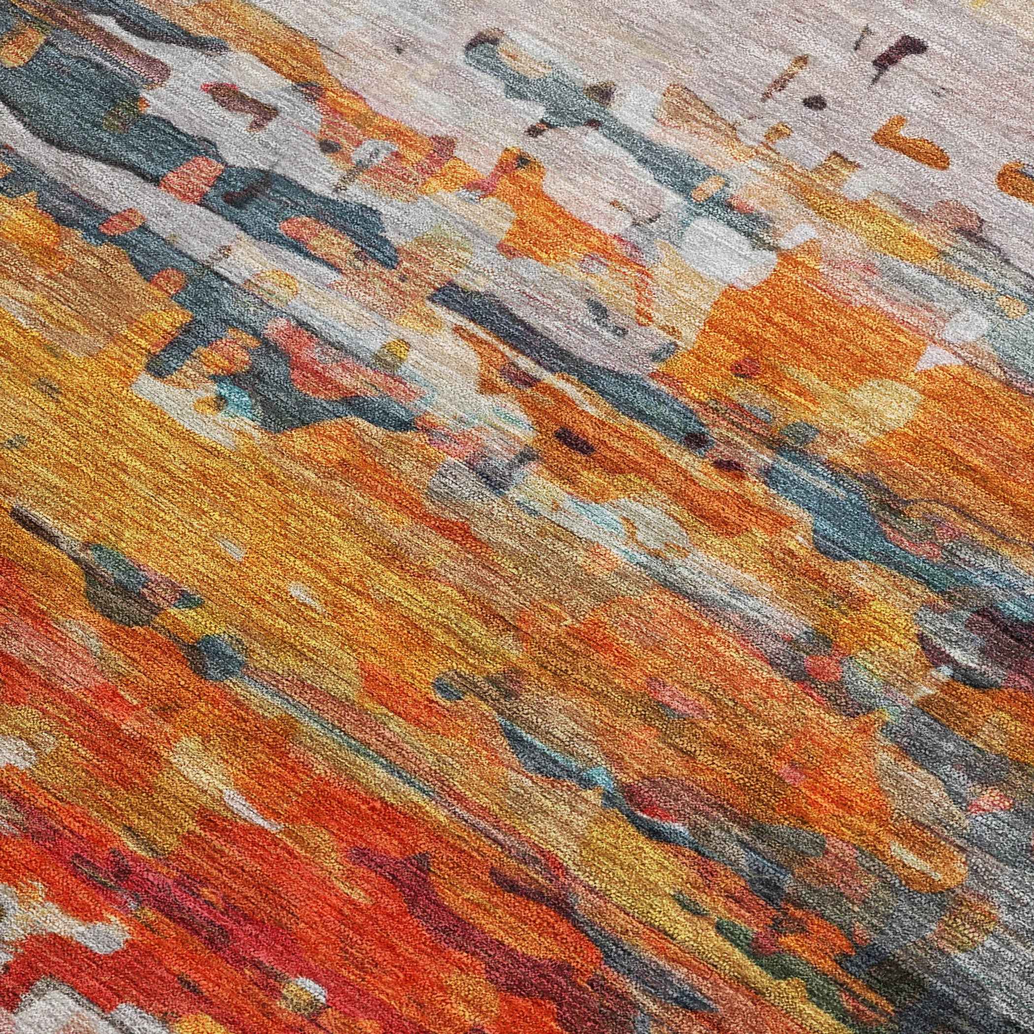 3' X 5' Terra Cotta And Beige Abstract Washable Indoor Outdoor Area Rug