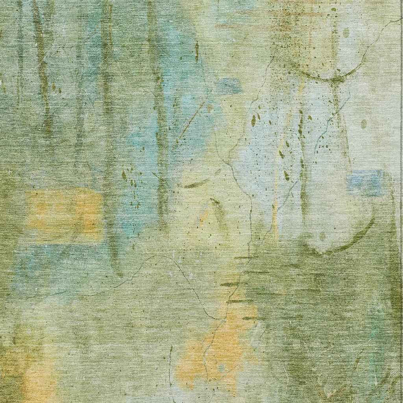 9' X 12' Sage And Gold Abstract Washable Indoor Outdoor Area Rug