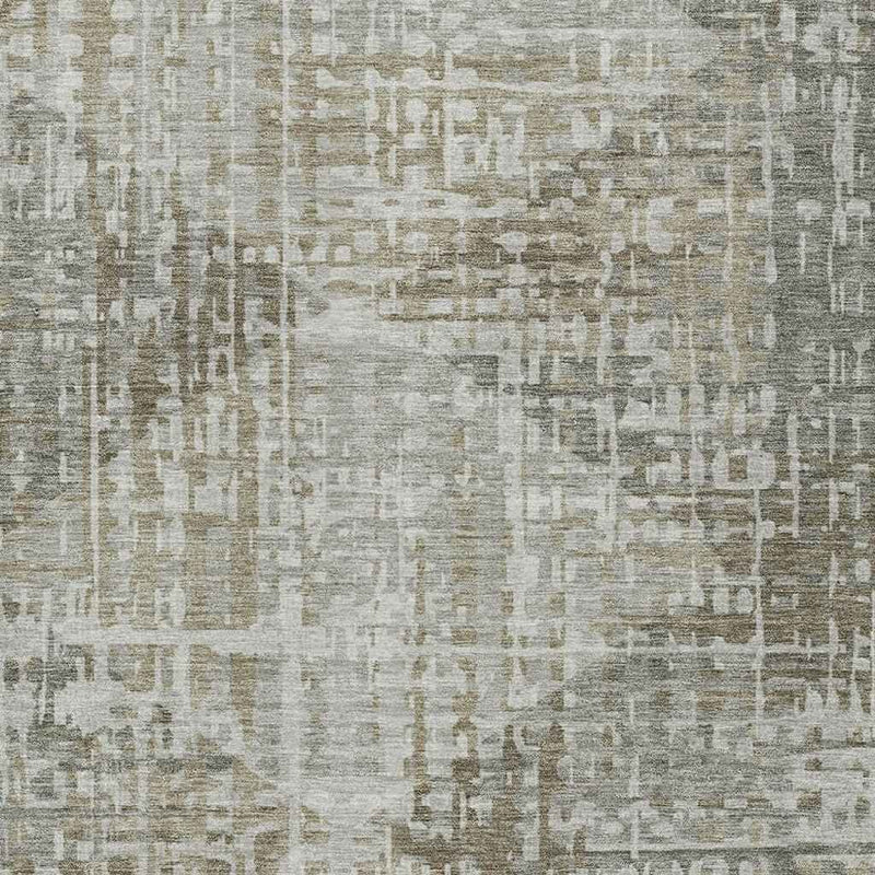 5' X 8' Pewter And Beige Geometric Washable Indoor Outdoor Area Rug