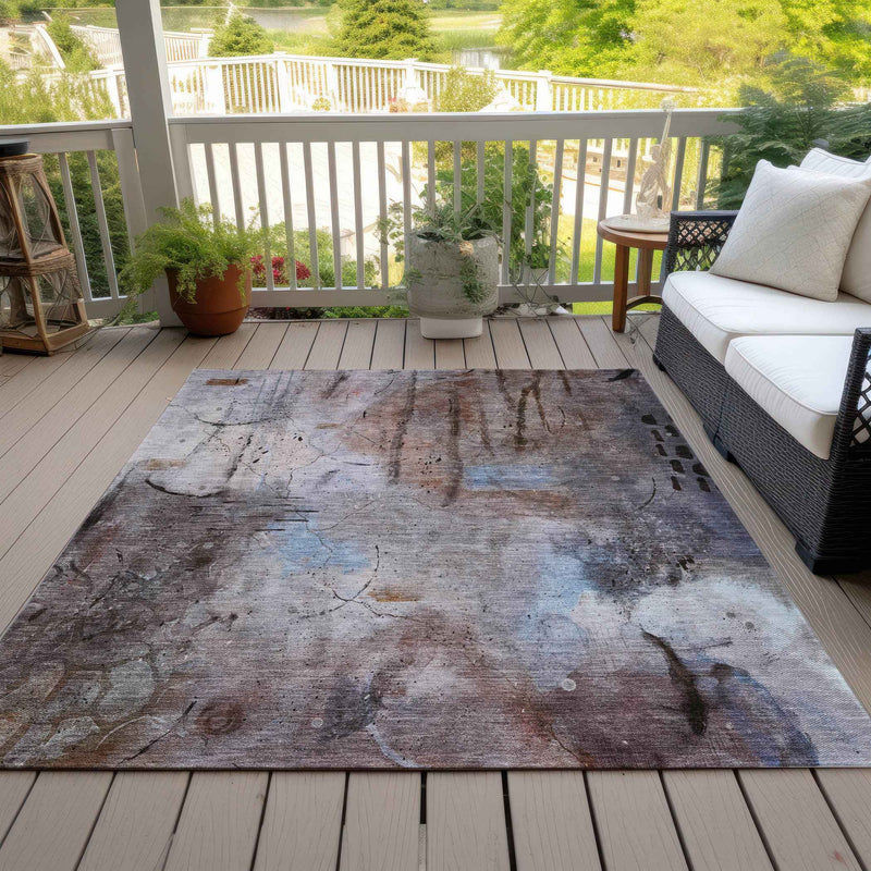 3' X 5' Taupe And Brown Abstract Washable Indoor Outdoor Area Rug