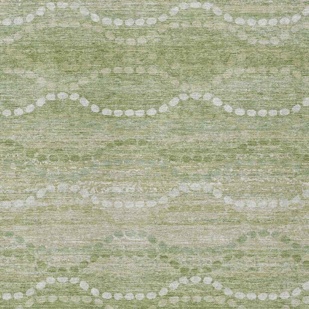 5' X 8' Sage And Ivory Ogee Washable Indoor Outdoor Area Rug