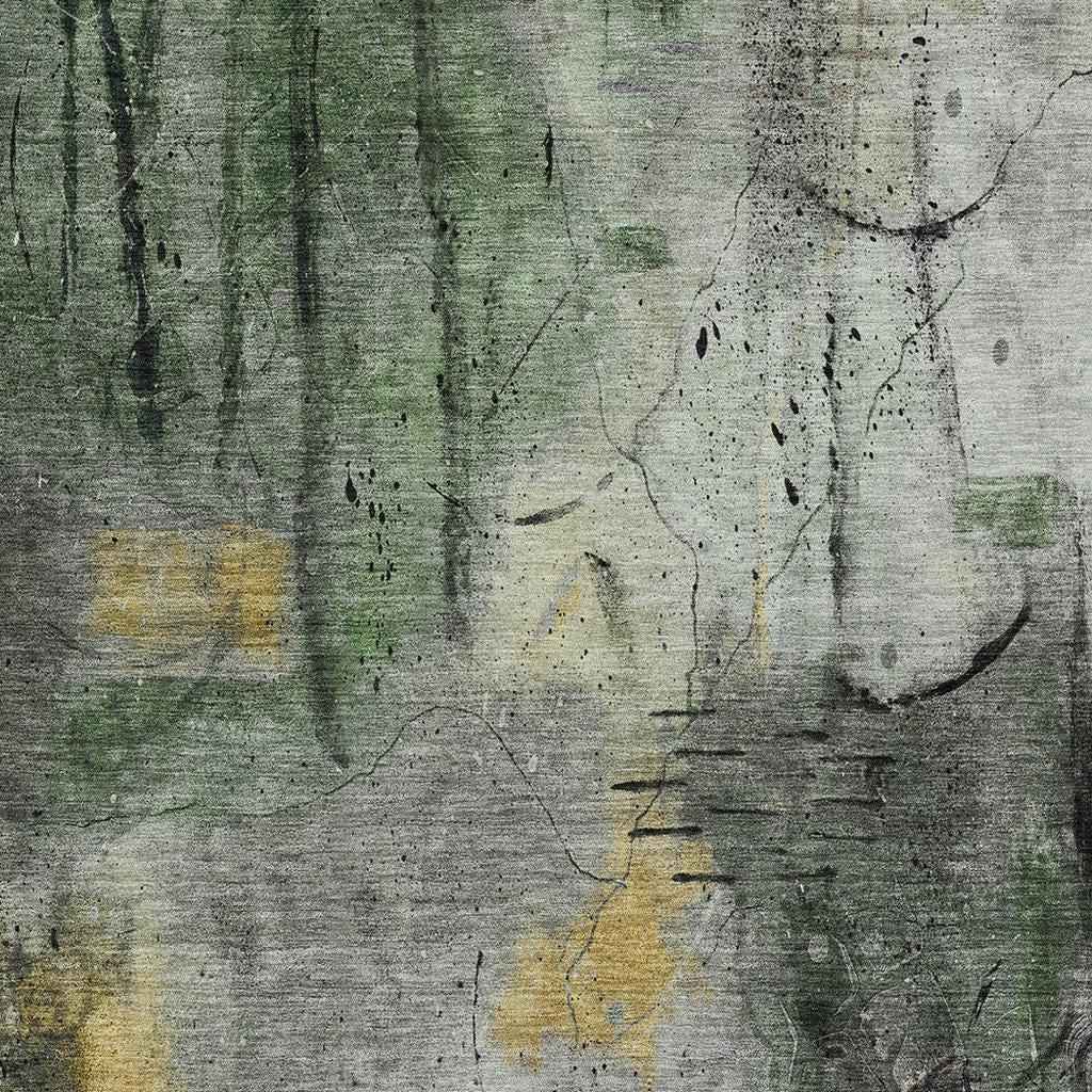 5' X 8' Pewter And Gold Abstract Washable Indoor Outdoor Area Rug