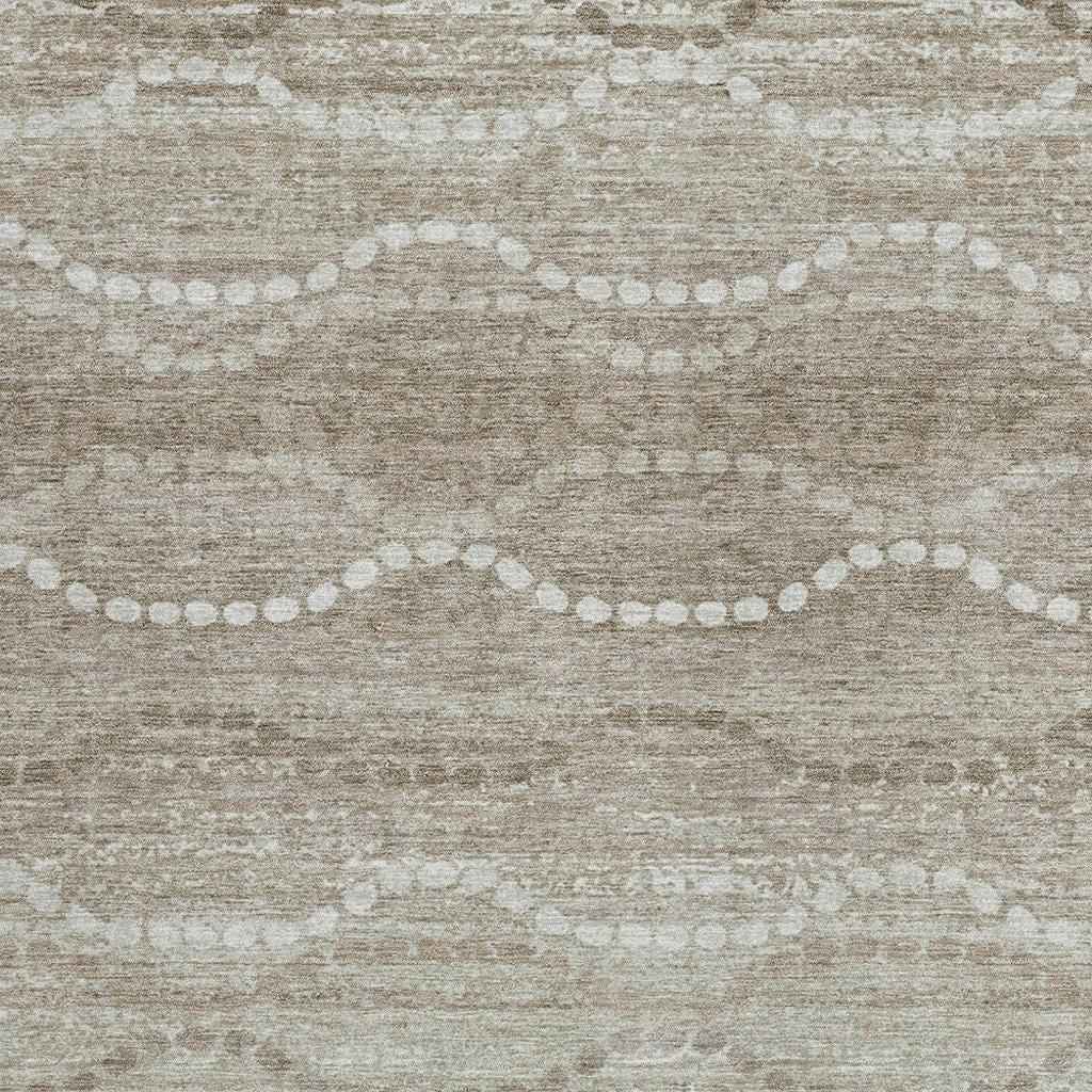 5' X 8' Khaki And Ivory Ogee Washable Indoor Outdoor Area Rug