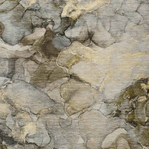 5' X 8' Pewter And Gold Abstract Washable Indoor Outdoor Area Rug Default Title