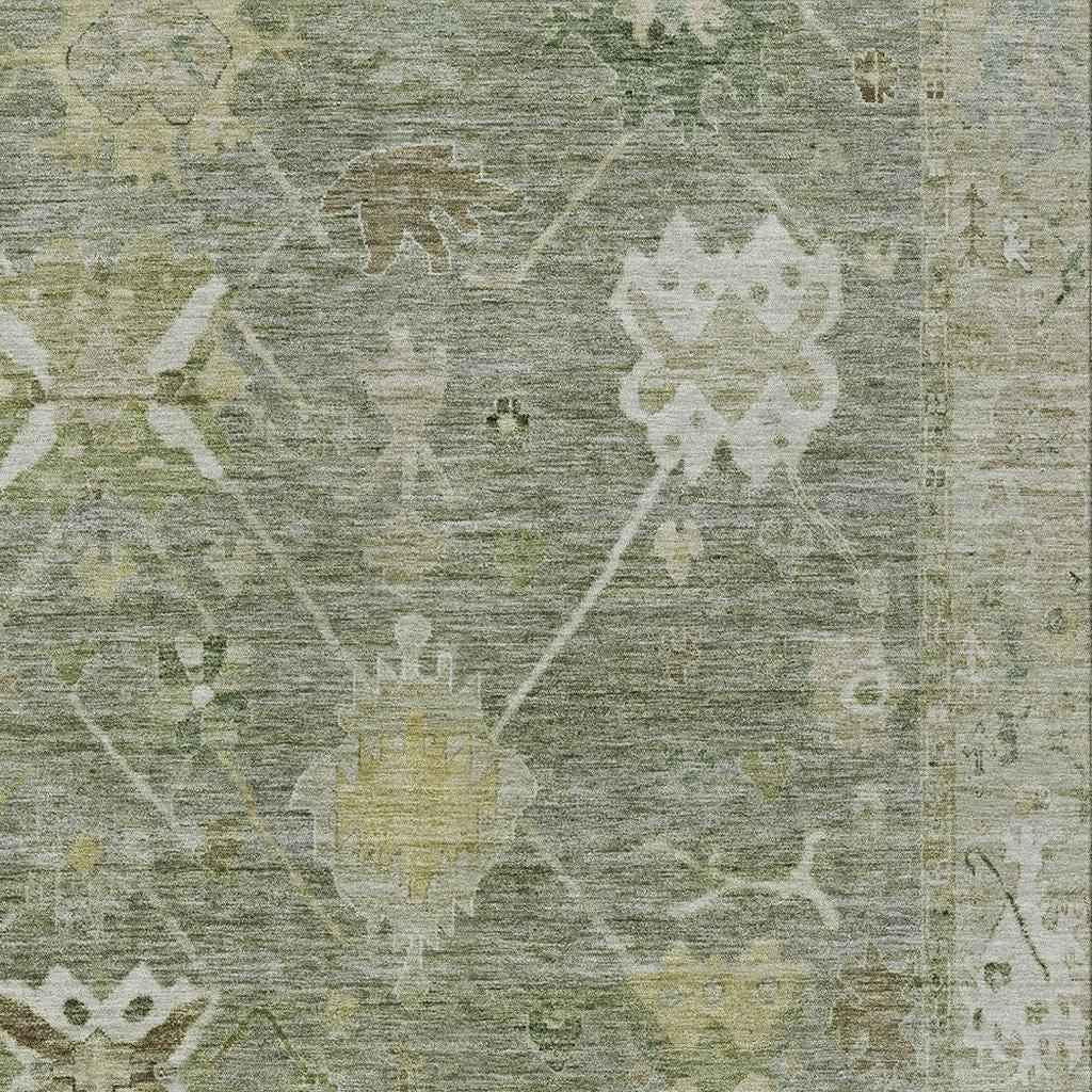 8' X 10' Sage And Beige Tribal Washable Indoor Outdoor Area Rug