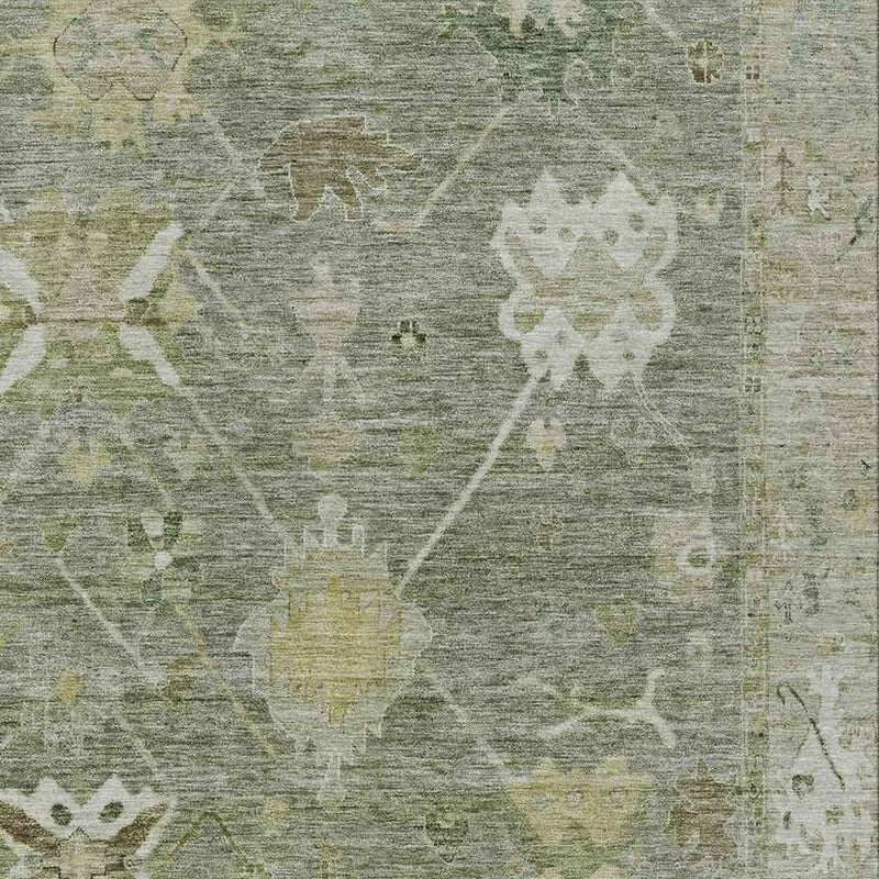 8' X 10' Sage And Beige Tribal Washable Indoor Outdoor Area Rug