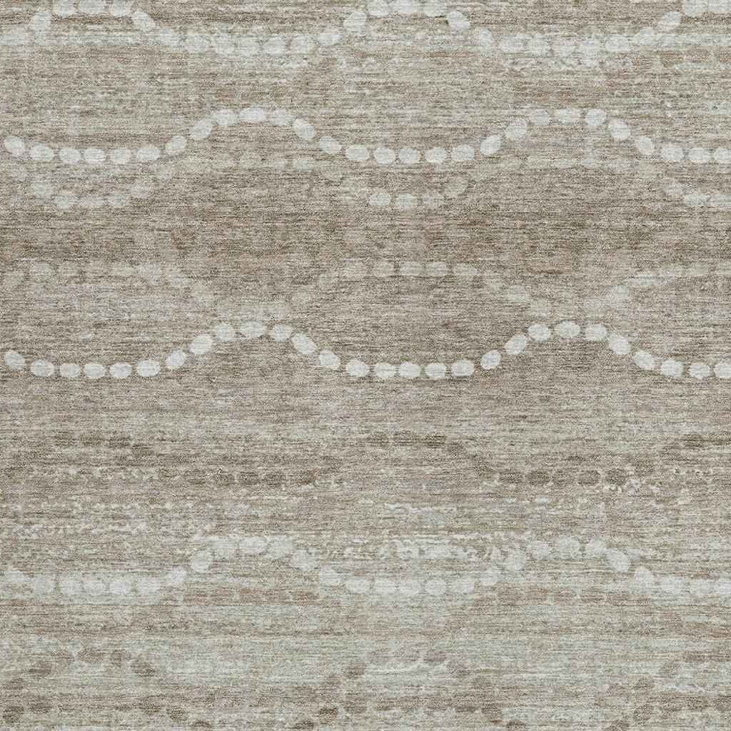 8' X 10' Khaki And Ivory Ogee Washable Indoor Outdoor Area Rug