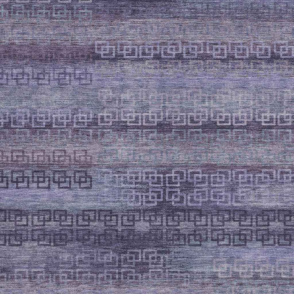 8' X 10' Plum And Lavender Striped Washable Indoor Outdoor Area Rug