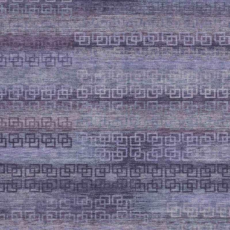 8' X 10' Plum And Lavender Striped Washable Indoor Outdoor Area Rug