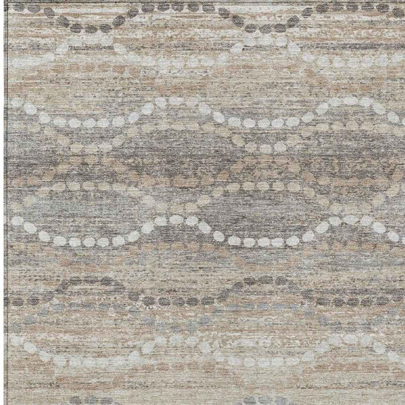 5' X 8' Beige And Gray Ogee Washable Indoor Outdoor Area Rug