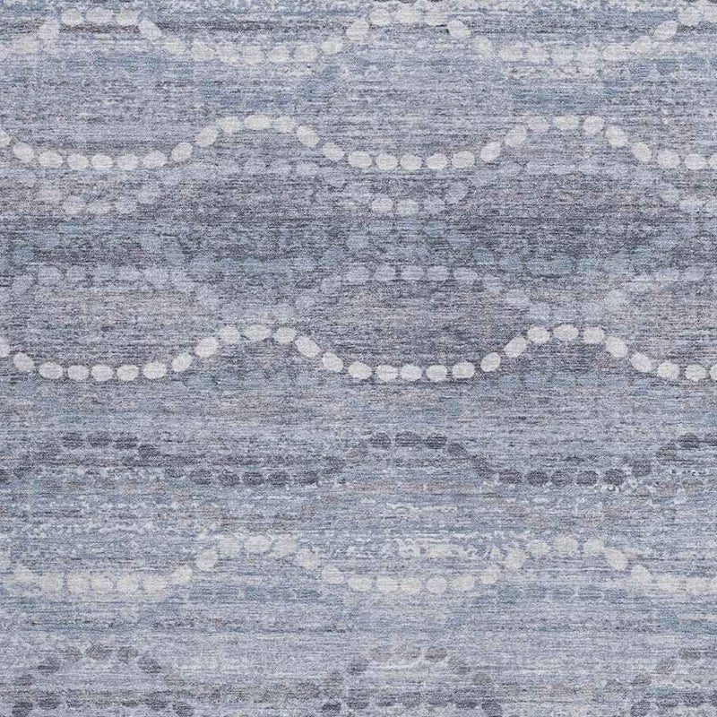5' X 8' Blue And Ivory Ogee Washable Indoor Outdoor Area Rug