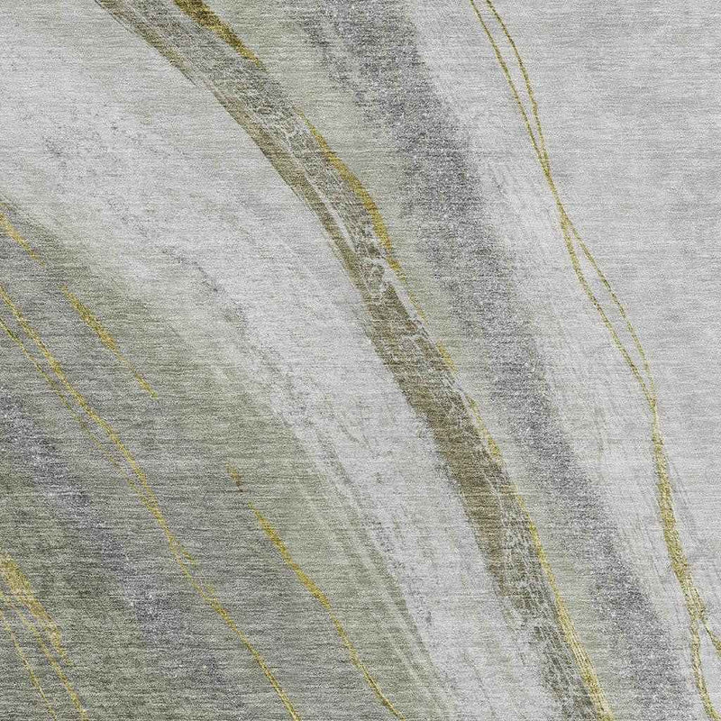 3' X 5' Artichoke Green And Gray Abstract Washable Indoor Outdoor Area Rug