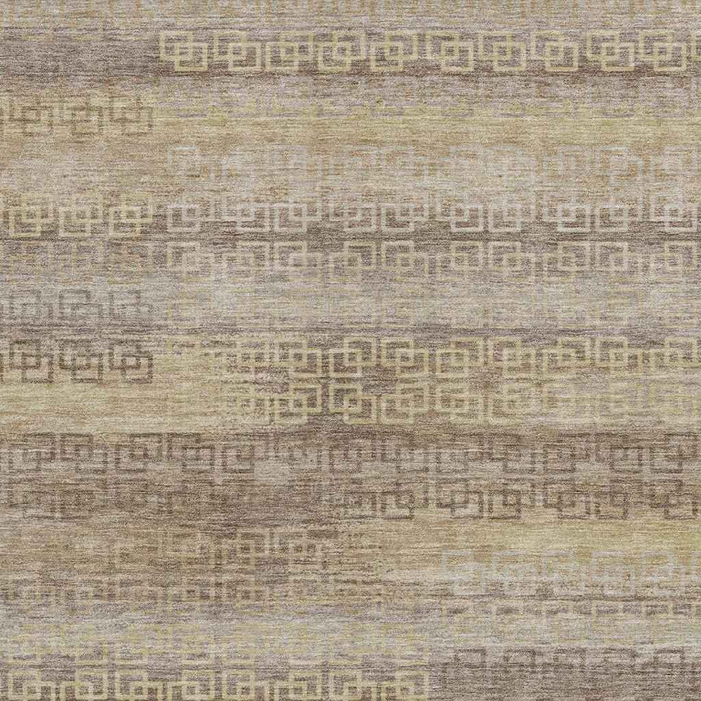 8' X 10' Beige And Wheat Striped Washable Indoor Outdoor Area Rug